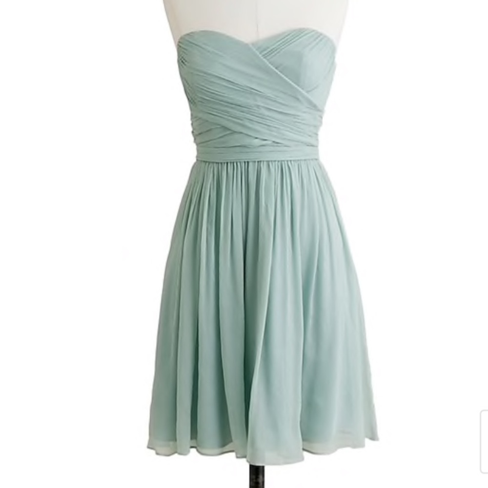 J Crew Red Arabelle Silk Chiffon Strapless Dress